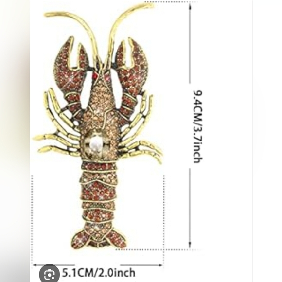 🦞 🔹️Piper K 🔹️Lobster Red Rhinestome Detailed Brooch - Picture 2 of 2